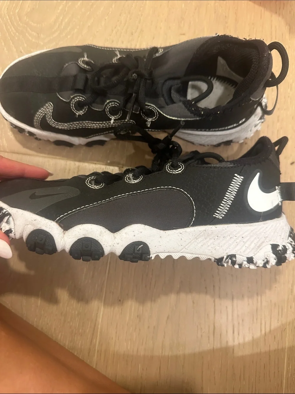 Nike Kids Black Lace-Up Sneakers with White Stitching